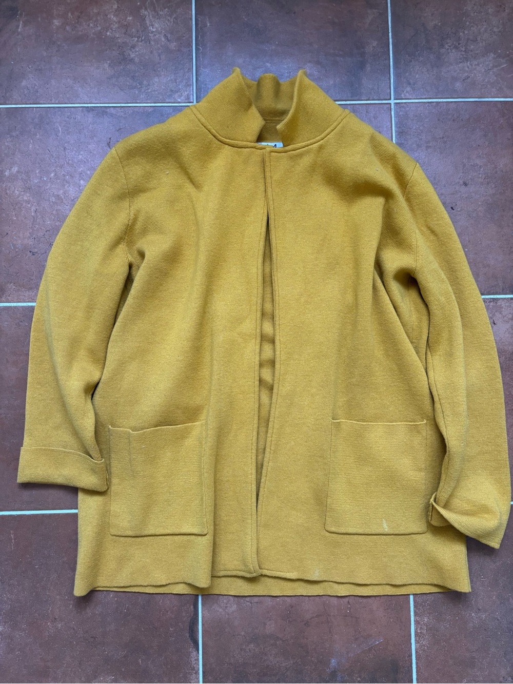 Magaschoni Mustard Yellow Funnel-Neck Pea Coat